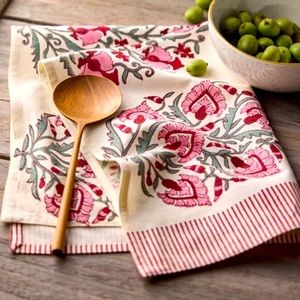 Rosy Floral Hearts Tea Towel
